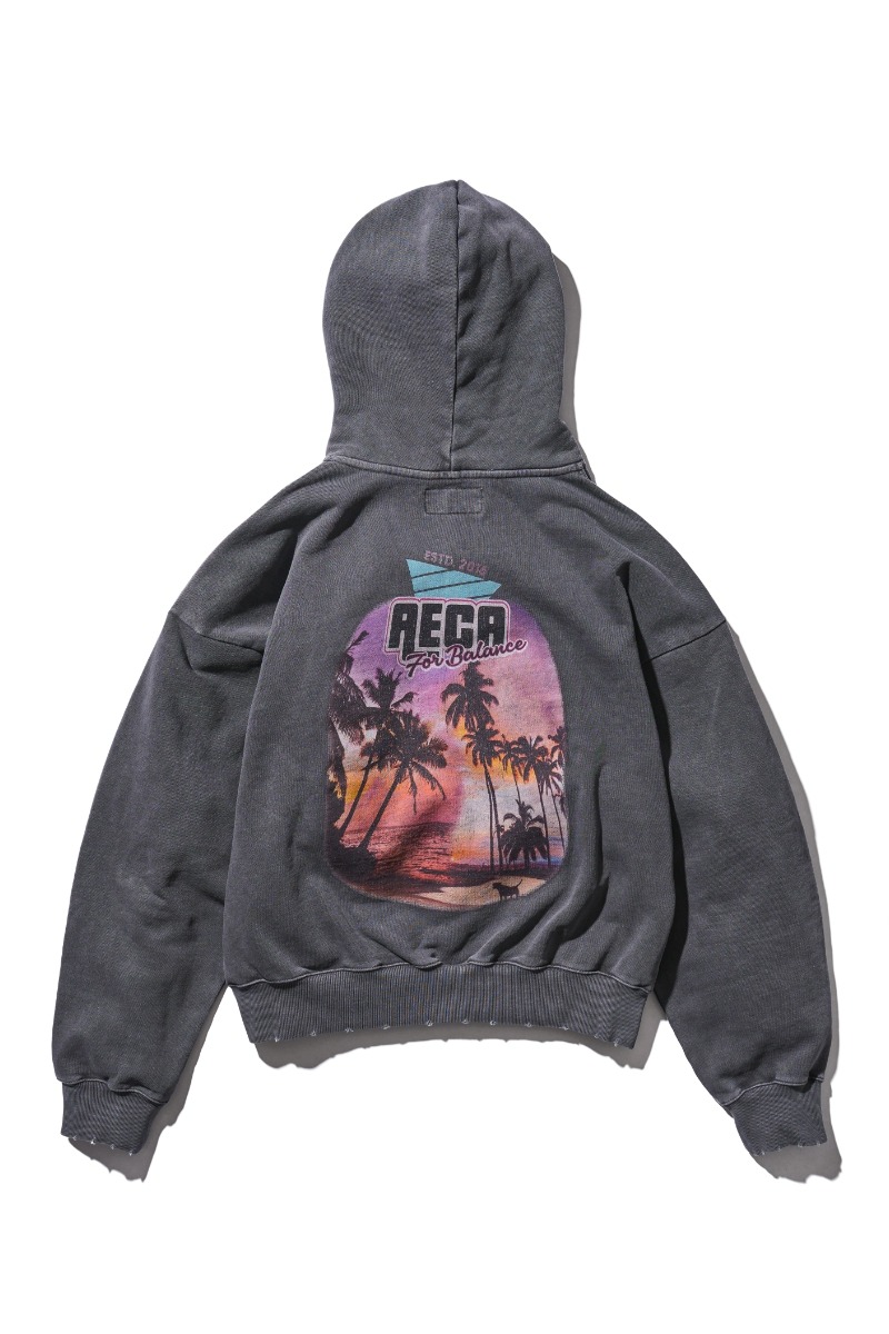 AECA SOUTH BEACH ZIP UP HOODIE-WASHED CHARCOAL