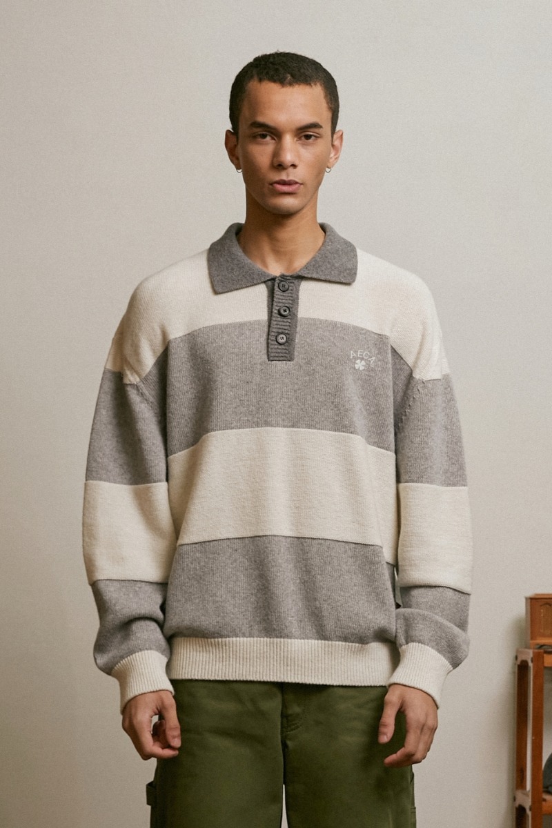 CLOVER RUGBY KNIT-IVORY/GREY