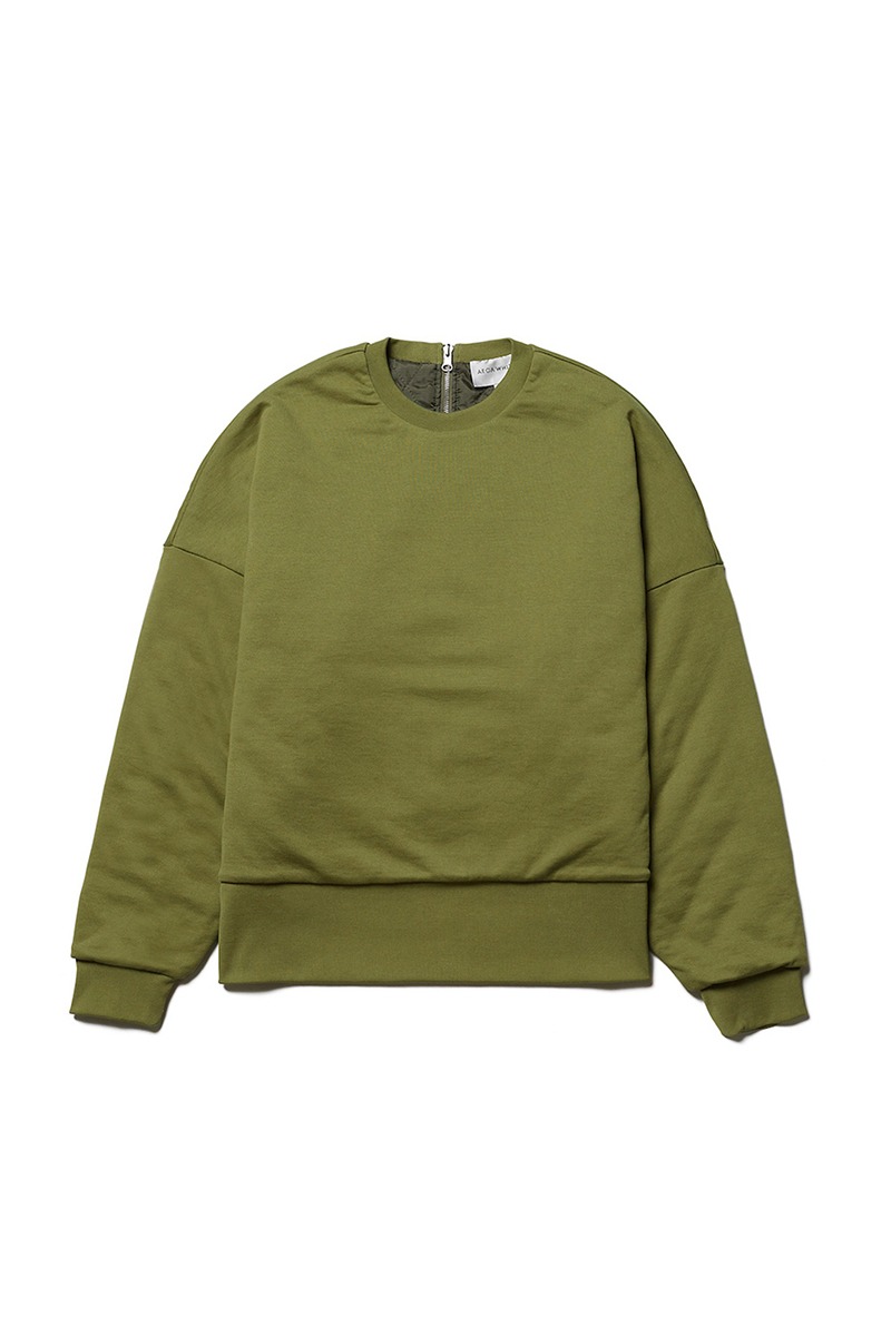 REVERSIBLE QUILTED SWEATSHIRT-OLIVE